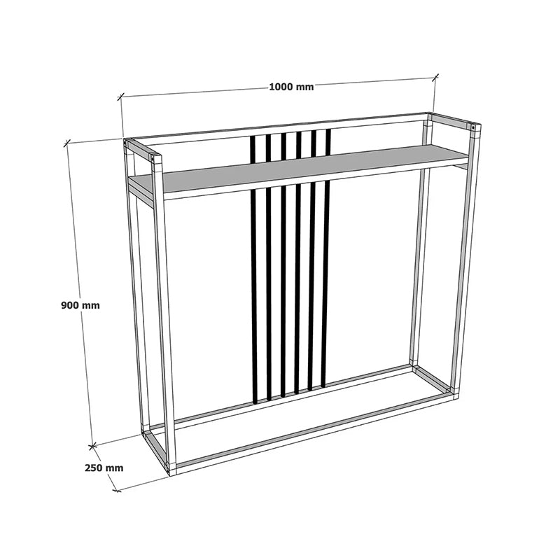 Κονσόλα Convida Oak με Μαύρο Μεταλλικό Σκελετό 100x25x90