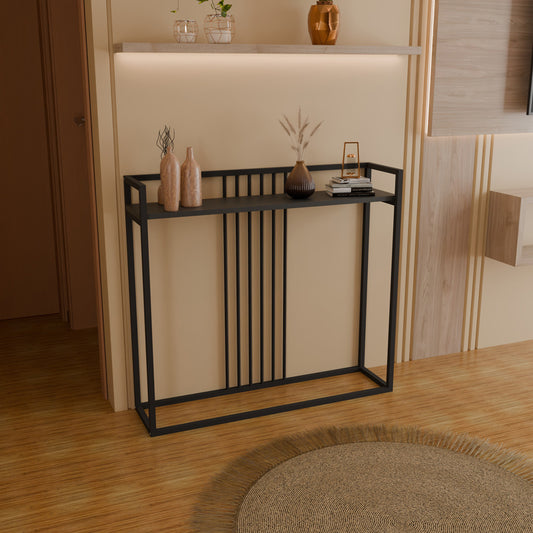 Κονσόλα Convida Ανθρακί με Μαύρο Μεταλλικό Σκελετό 100x25x90