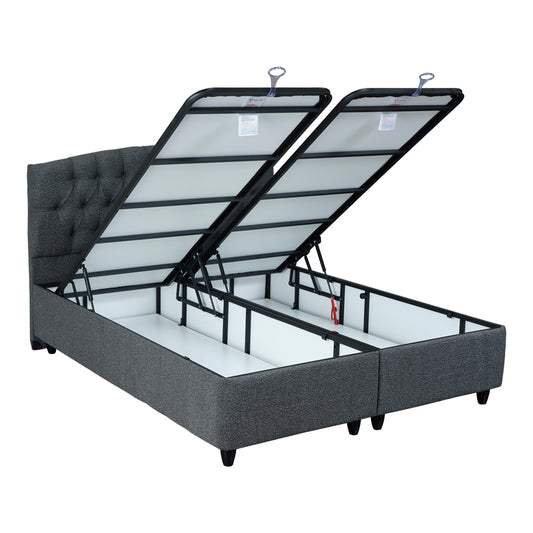 Κρεβάτι Lanse Διπλό με Αποθηκευτικό Χώρο Μπουκλέ Ανθρακί 160x200