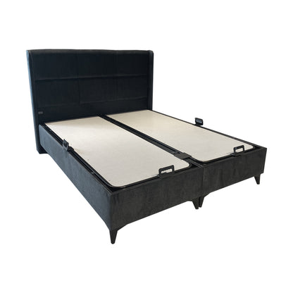 Κρεβάτι Διπλό Serene Με Αποθηκευτικό Χώρο Ανθρακί Ύφασμα 160X200