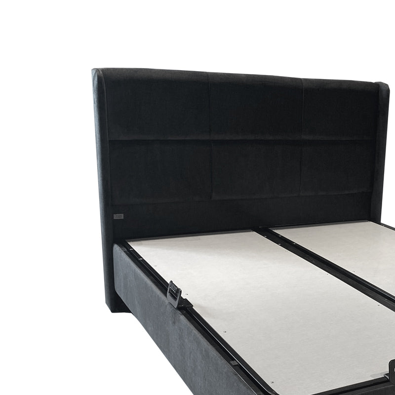 Κρεβάτι Διπλό Serene Με Αποθηκευτικό Χώρο Ανθρακί Ύφασμα 160X200