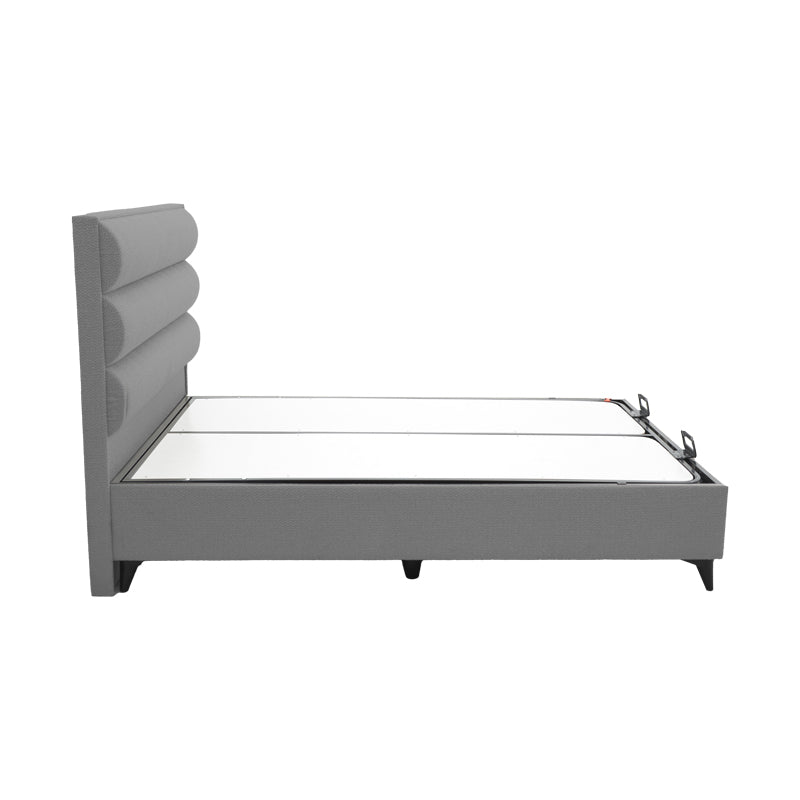 Κρεβάτι Μονό Luxe Με Αποθηκευτικό Χώρο Γκρι Ύφασμα 120X200