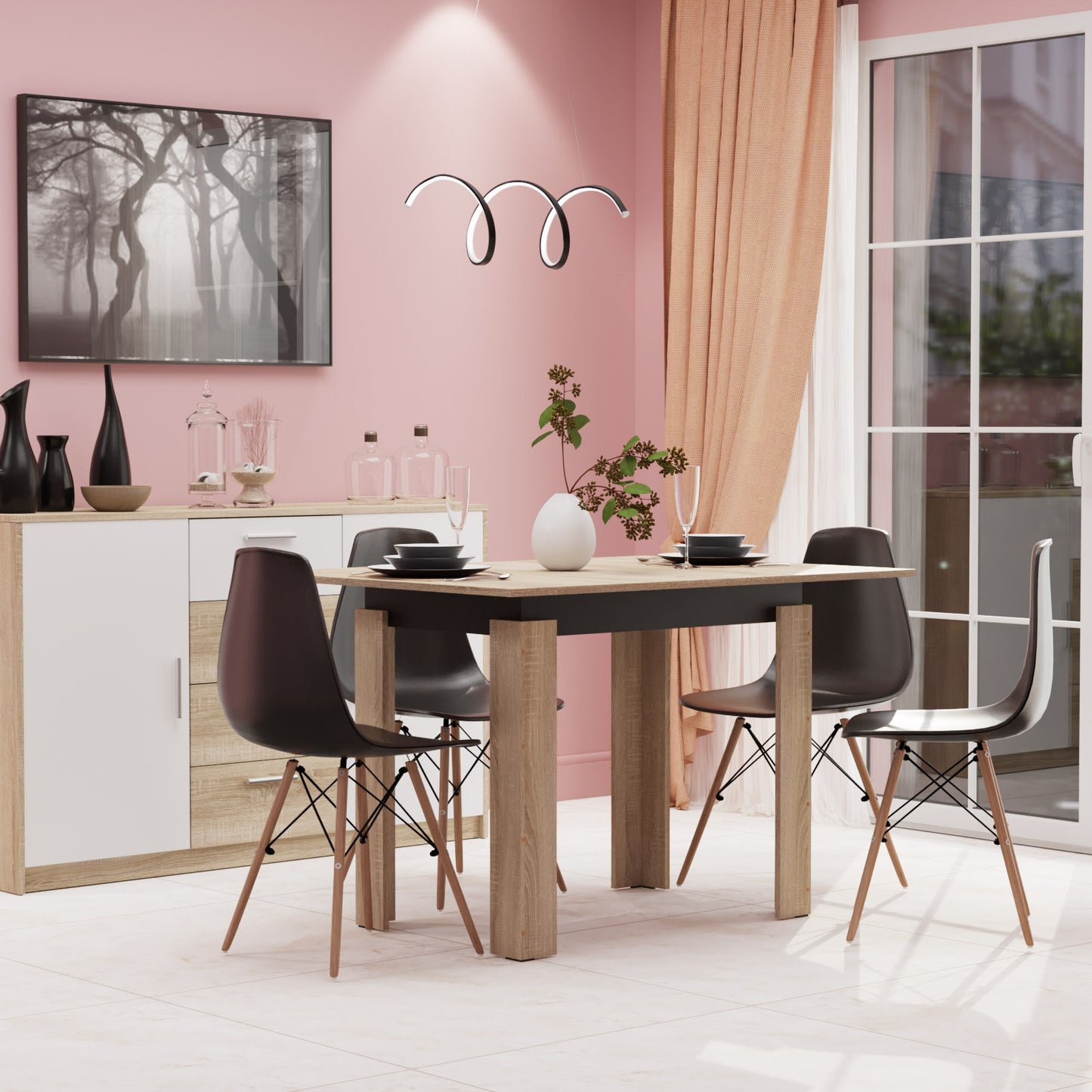 Τραπέζι Επεκτεινόμενο Κουζίνας Family Σονόμα-Ανθρακί 90x60x77