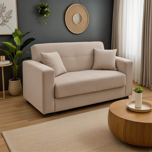 Καναπές-Κρεβάτι με Αποθηκευτικό Χώρο Διθέσιος Vox Κρεμ Ύφασμα 154x82x83