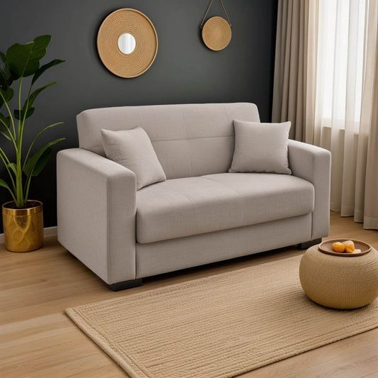 Καναπές-Κρεβάτι με Αποθηκευτικό Χώρο Διθέσιος Vox Ανοιχτό Γκρι Ύφασμα 154x82x83