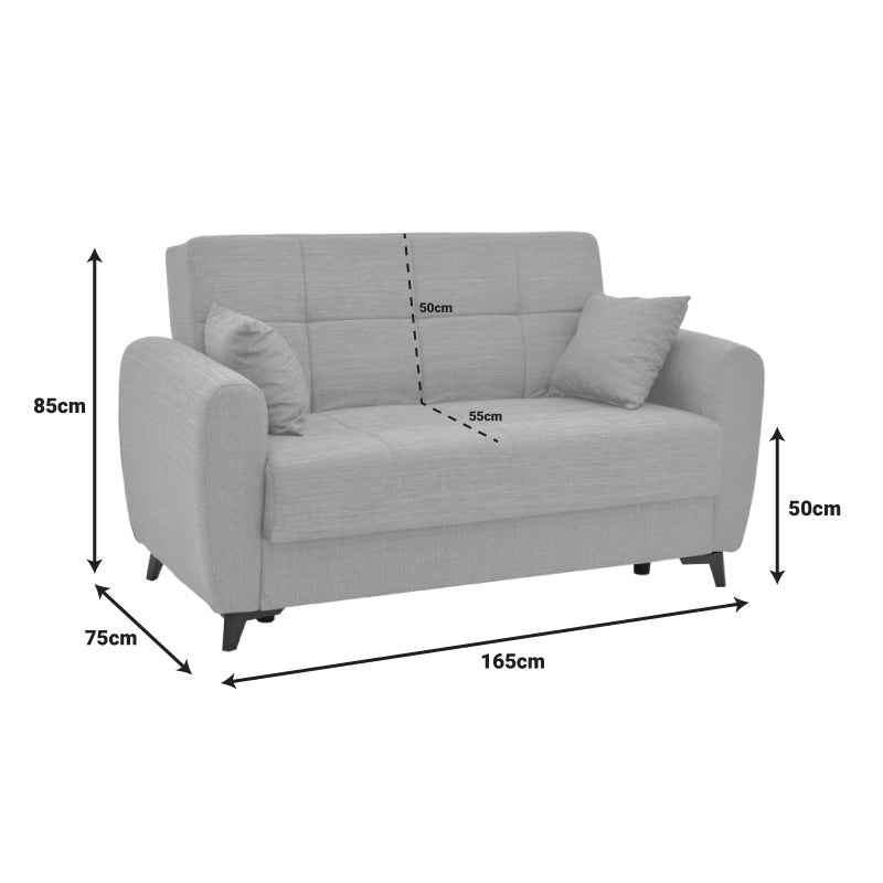 Καναπές-Κρεβάτι με Αποθηκευτικό Χώρο Διθέσιος Lincoln Ανοιχτό Γκρι Ύφασμα 165x75x85