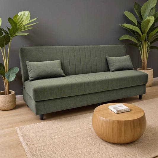 Καναπές-Κρεβάτι με Αποθηκευτικό Χώρο Τριθέσιος Romina Πράσινο Ύφασμα 190x75x85