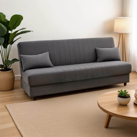 Καναπές-Κρεβάτι με Αποθηκευτικό Χώρο Τριθέσιος Romina Ανθρακί Ύφασμα 190x75x85