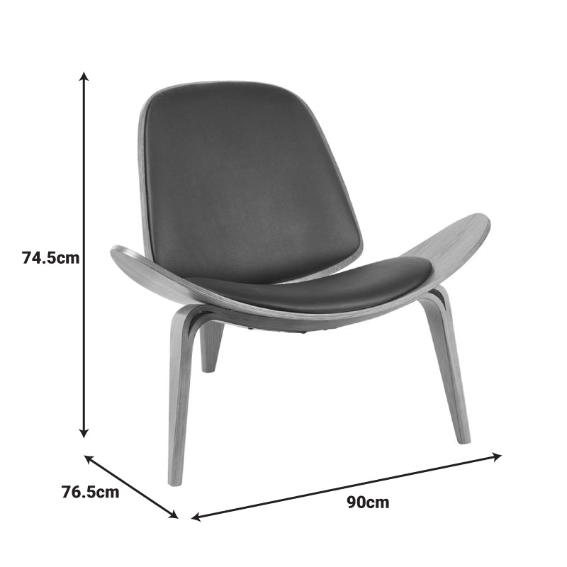 Πολυθρόνα Vilma PU Μαύρο - Plywood Καρυδί 90x76.5x74.5