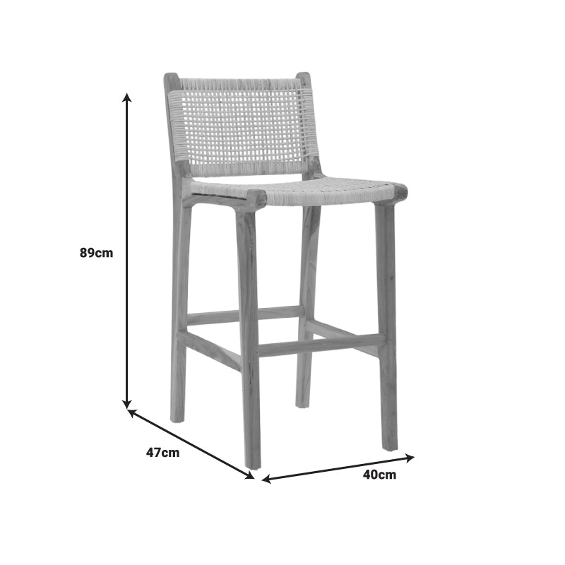 Σκαμπό Μπαρ Μεσαίου Ύψους Sponze Teak Ξύλο-Φυσικό Rattan σε Φυσική Απόχρωση 40x47x89