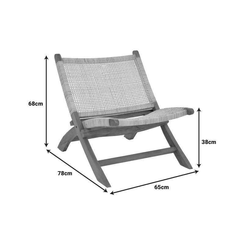 Καρέκλα Jerenze Φυσικό Teak Ξύλο-Rattan 65x78x68