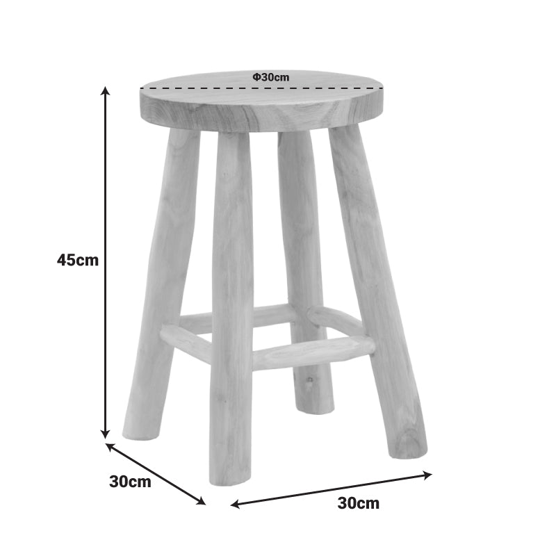Σκαμπό Sega Teak Ξύλο σε Φυσική Απόχρωση Φ30x45