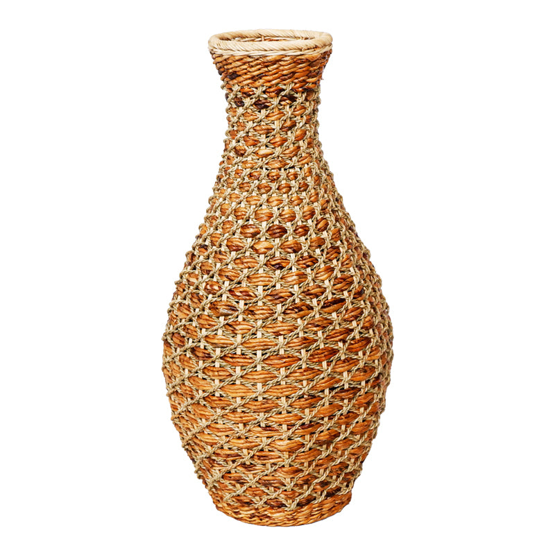 Βάζο Gucre I Ξύλο-Rattan PE σε Φυσική Απόχρωση Φ30x70