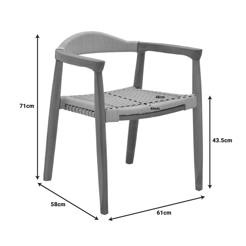 Πολυθρόνα Ganny Teak Ξύλο και PE Σχοινί σε Φυσική Απόχρωση 61x58x71