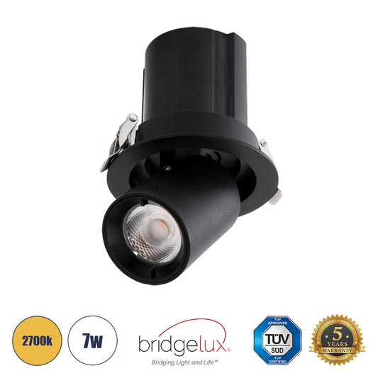 VIRGO-S 60305 Χωνευτό LED Spot Downlight TrimLess Φ9cm 7W 875lm 36° AC 220-240V IP20 Φ9cm x Υ9cm - Στρόγγυλο - Μαύρο - Θερμό Λευκό 2700K - Bridgelux COB