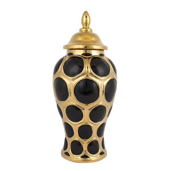 ΒΑΖΟ ΚΕΡΑΜΙΚΟ ΜΑΥΡΟ & ΧΡΥΣΟ 17.7x17.7x40