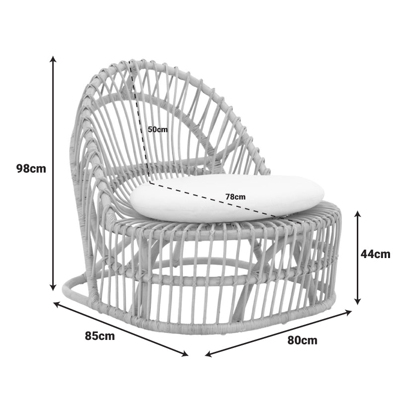 Πολυθρόνα Tromso PE Rattan σε Μαύρη Απόχρωση με Μαύρο Μαξιλάρι 80x85x98
