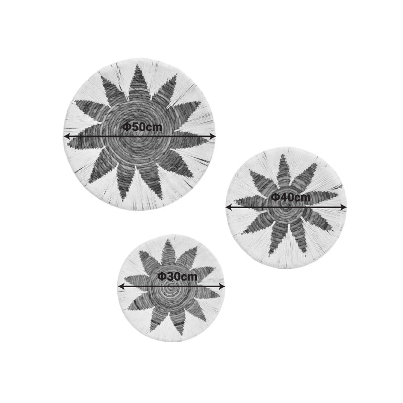 Διακοσμητικό Τοίχου Circy Σετ 3 Τεμ Ψάθα σε Μαύρη-Μπεζ Απόχρωση