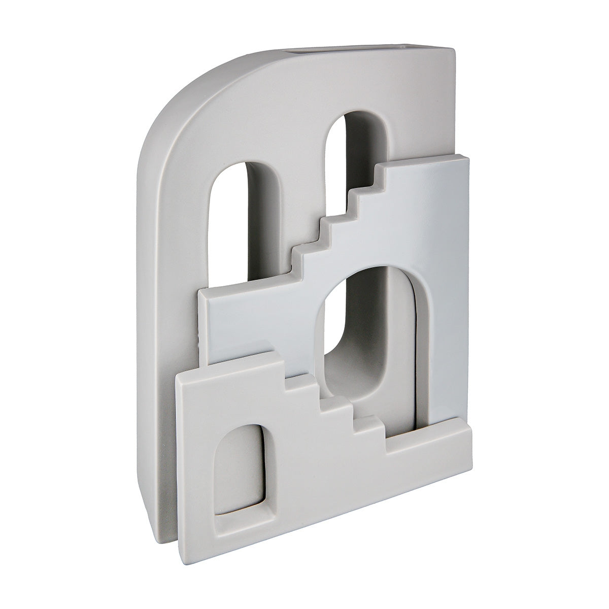 Βάζο Σπίτι "Faccia" Σπίτι Motif Staircase Κεραμικό Γκρι 18x8x30