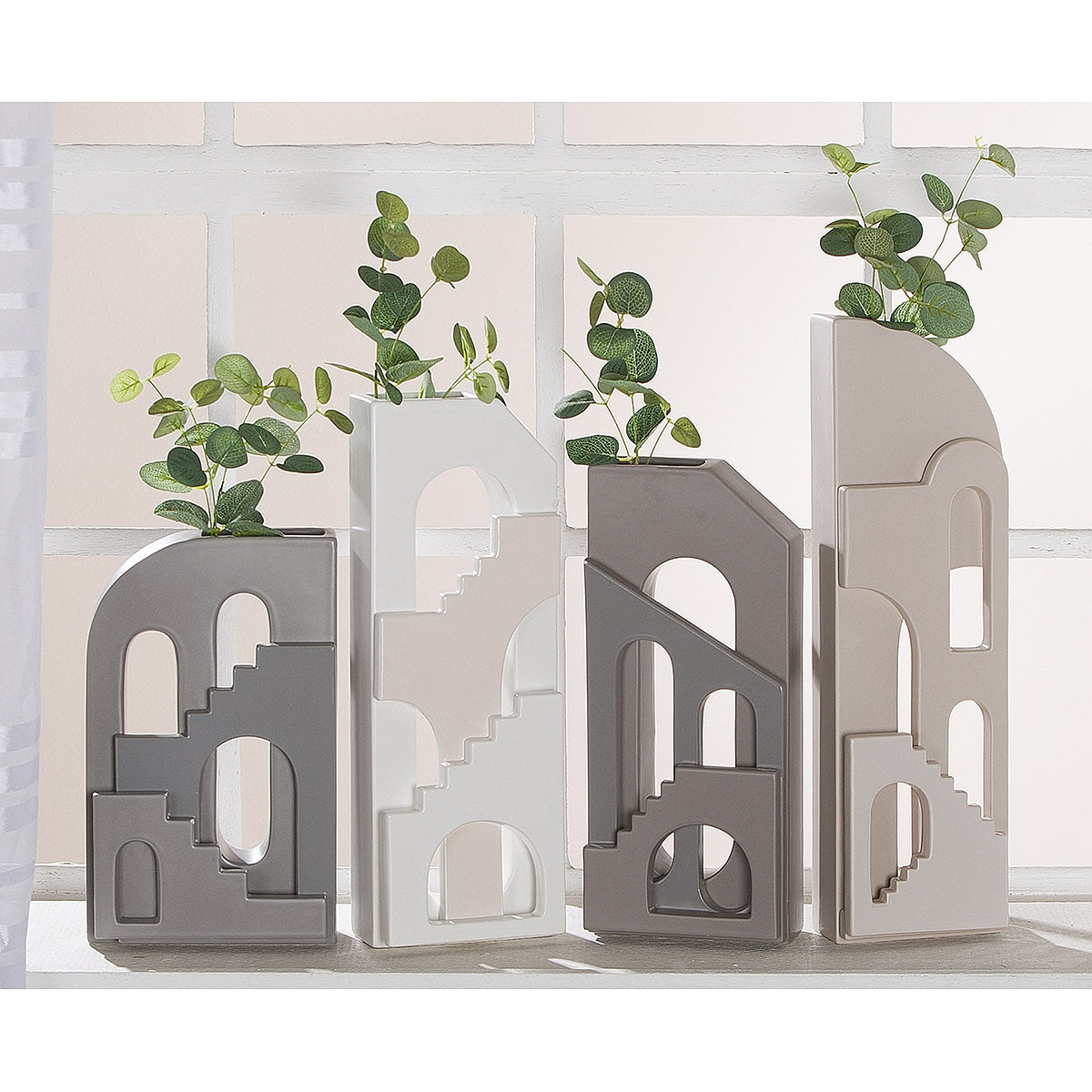 Βάζο Οίκος Γκρι Κεραμικό 14.5x8x35