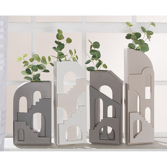 Βάζο Οίκος Γκρι Κεραμικό 14.5x8x35