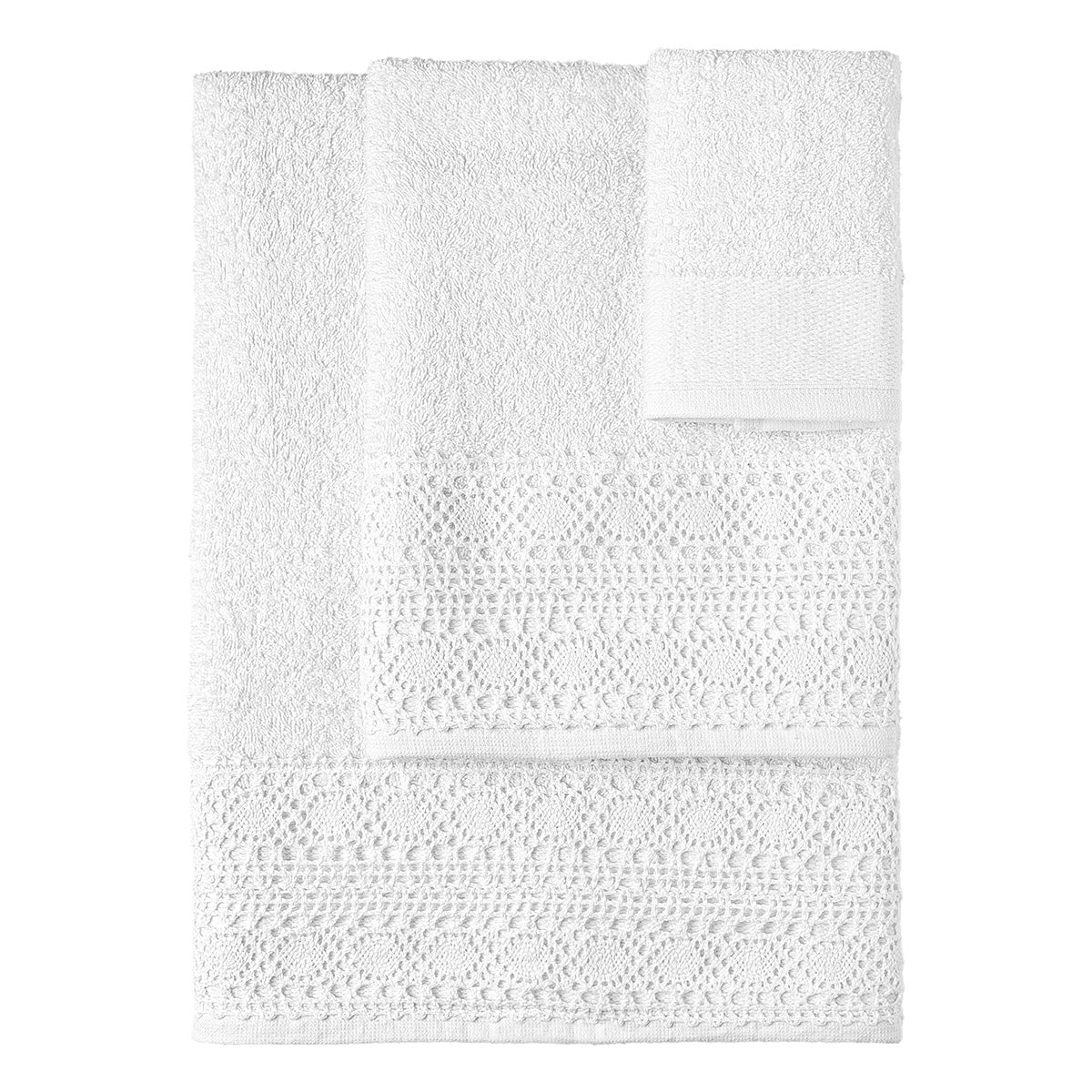 Σετ Πετσέτες 3 Τμχ με Δαντέλα Art 3441 30x50+50x90+70x140εκ Λευκό