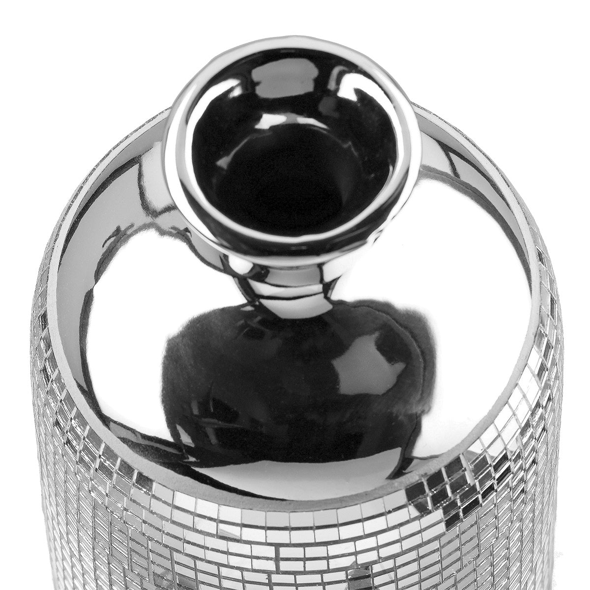 Βάζο Κολάρο 'Disco' Κεραμικό Ασημί 12x12x24