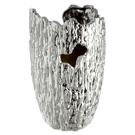 Βάζο Κωνικό Κεραμικό Ασημί Χρώμα 14x14x22