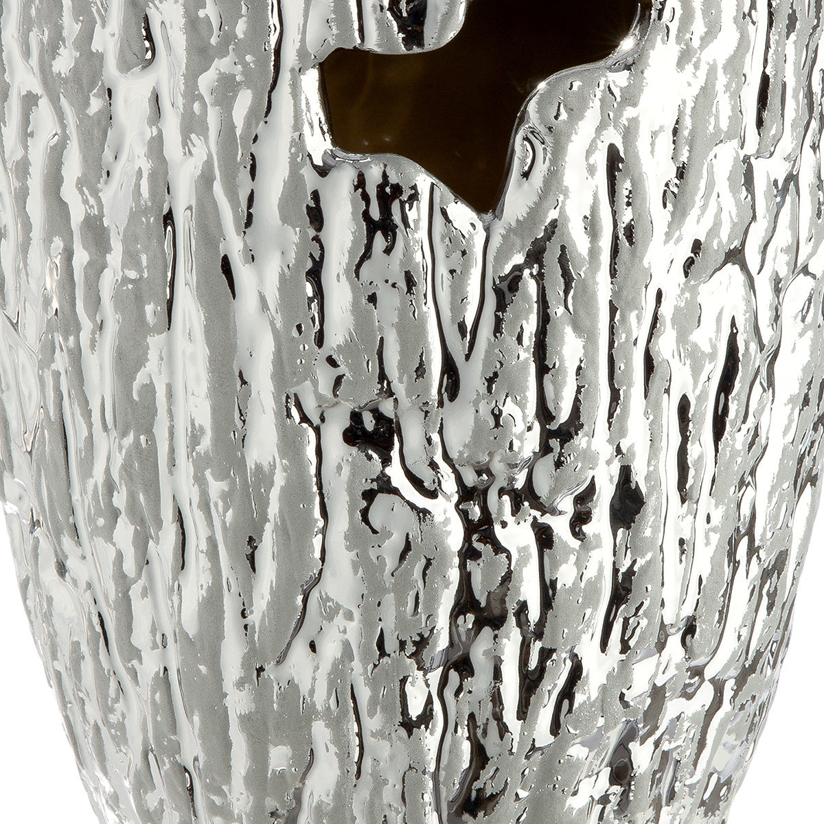 Βάζο Κωνικό Κεραμικό Ασημί Χρώμα 14x14x22