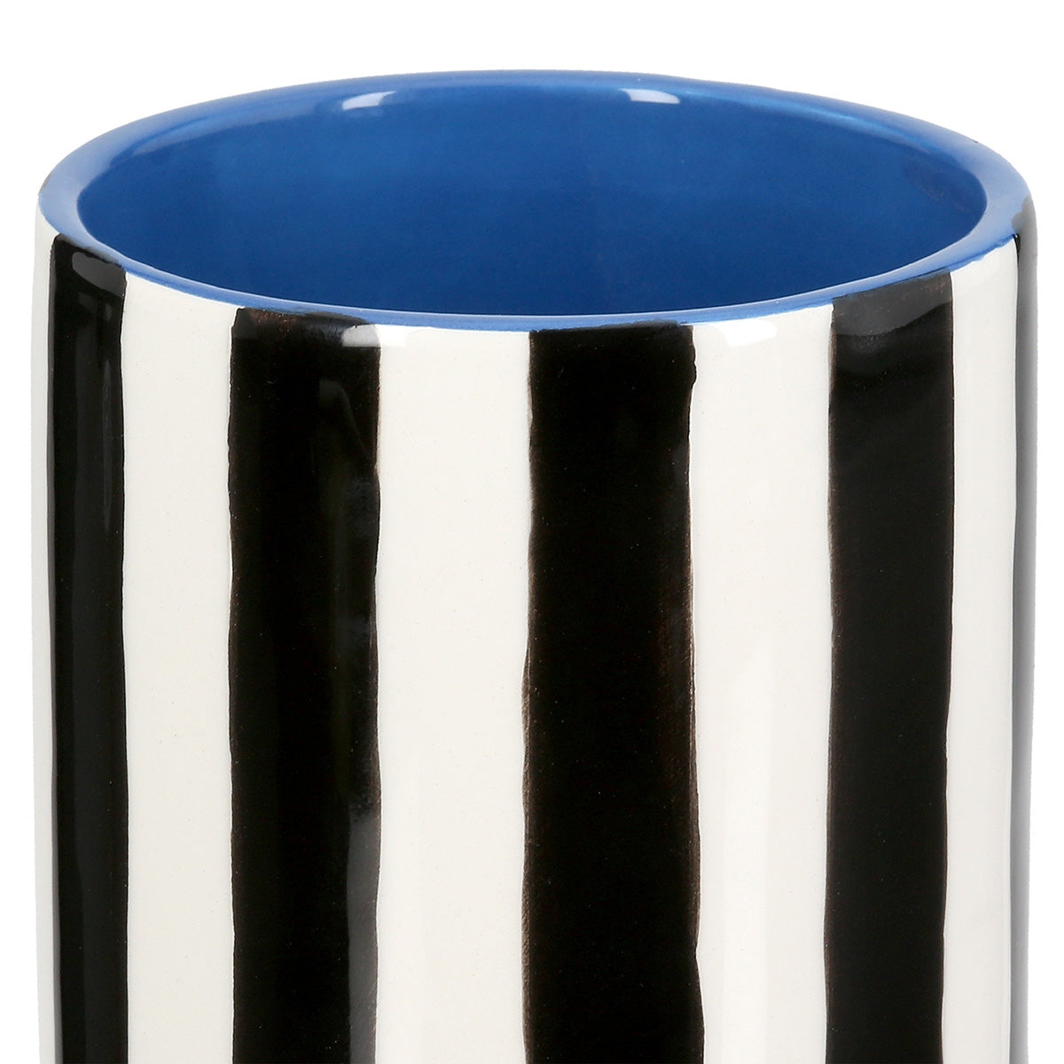 Βάζο Ριγέ Κεραμικό Μαύρο Λευκό 10x10x13