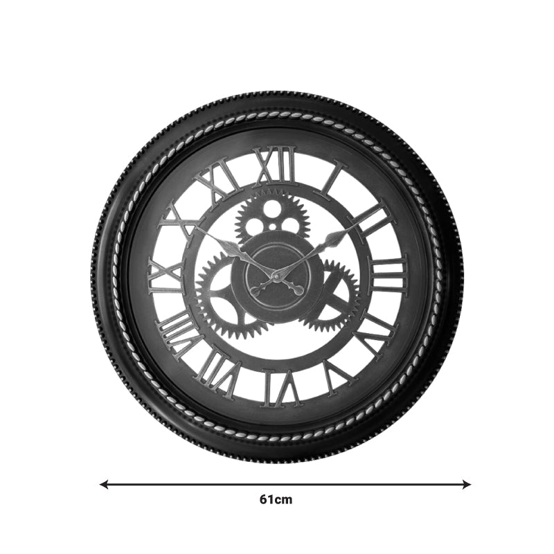 Ρολόι Τοίχου Ferm σε Μαύρη Αντικέ και Χρυσή Απόχρωση Φ61x6