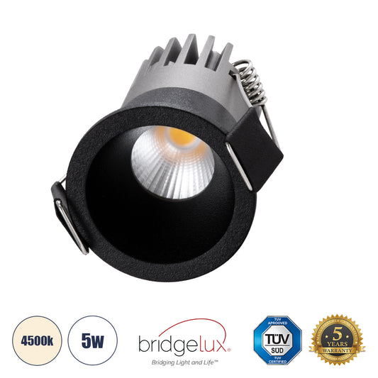 MICRO-S 60238 Χωνευτό LED Spot Downlight TrimLess Φ4cm 5W 650lm 38° AC 220-240V IP20 Φ4 x Υ5.9cm - Στρόγγυλο - Μαύρο - Φυσικό Λευκό 4500K - Bridgelux COB
