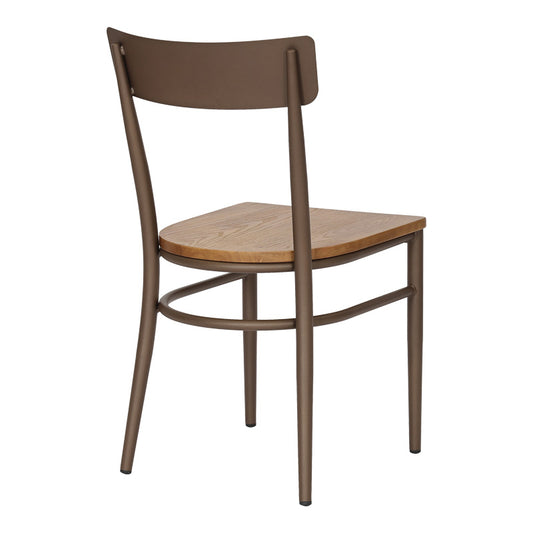 Καρέκλα Zerca Σκελετός Καφέ Μέταλλο με Rubberwood σε Φυσική Απόχρωση 49x44x82