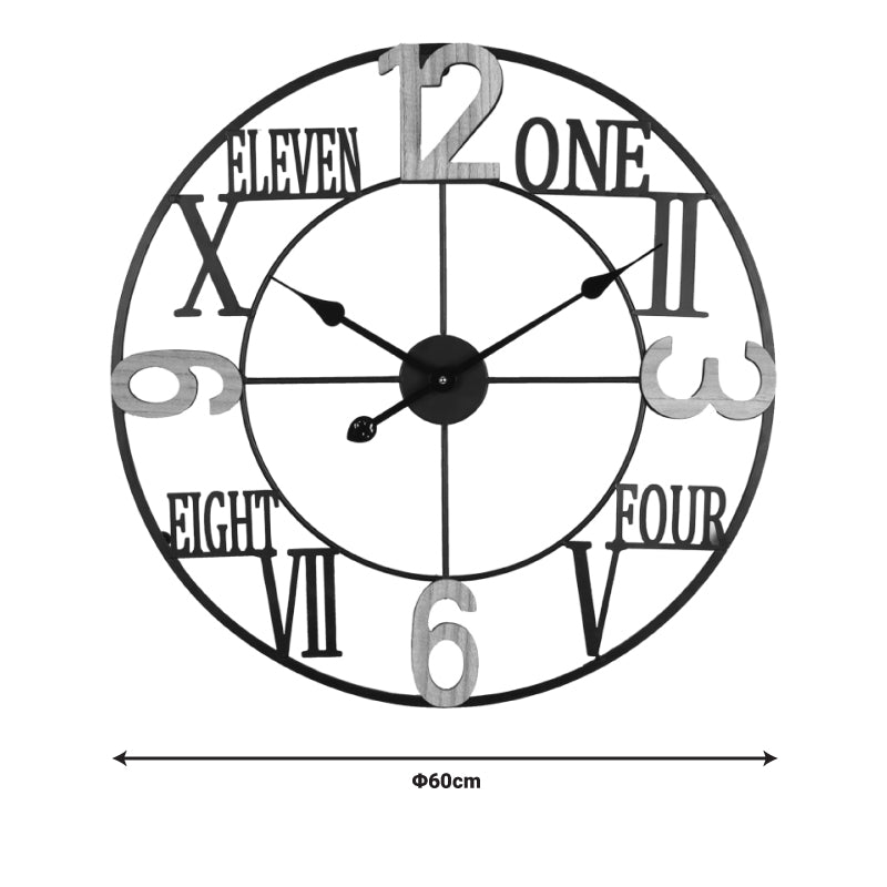 Ρολόι Τοίχου Beauco Μέταλλο σε Μαύρη Απόχρωση 60x3x60