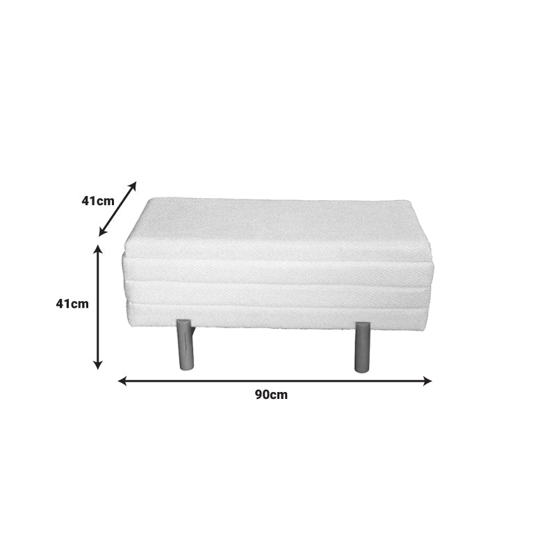 Σκαμπό Μπαούλο Cindy Σετ 2 Τεμ Μπουκλέ Ύφασμα σε Μπεζ και Λευκή Απόχρωση