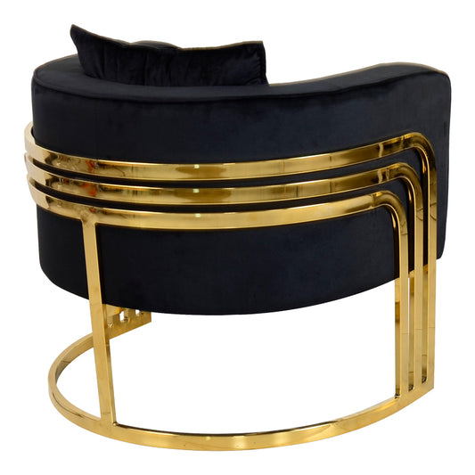 Πολυθρόνα Roblu Χρυσό Μέταλλο και Βελούδο Ύφασμα σε Μαύρη Απόχρωση 72x77.4x70
