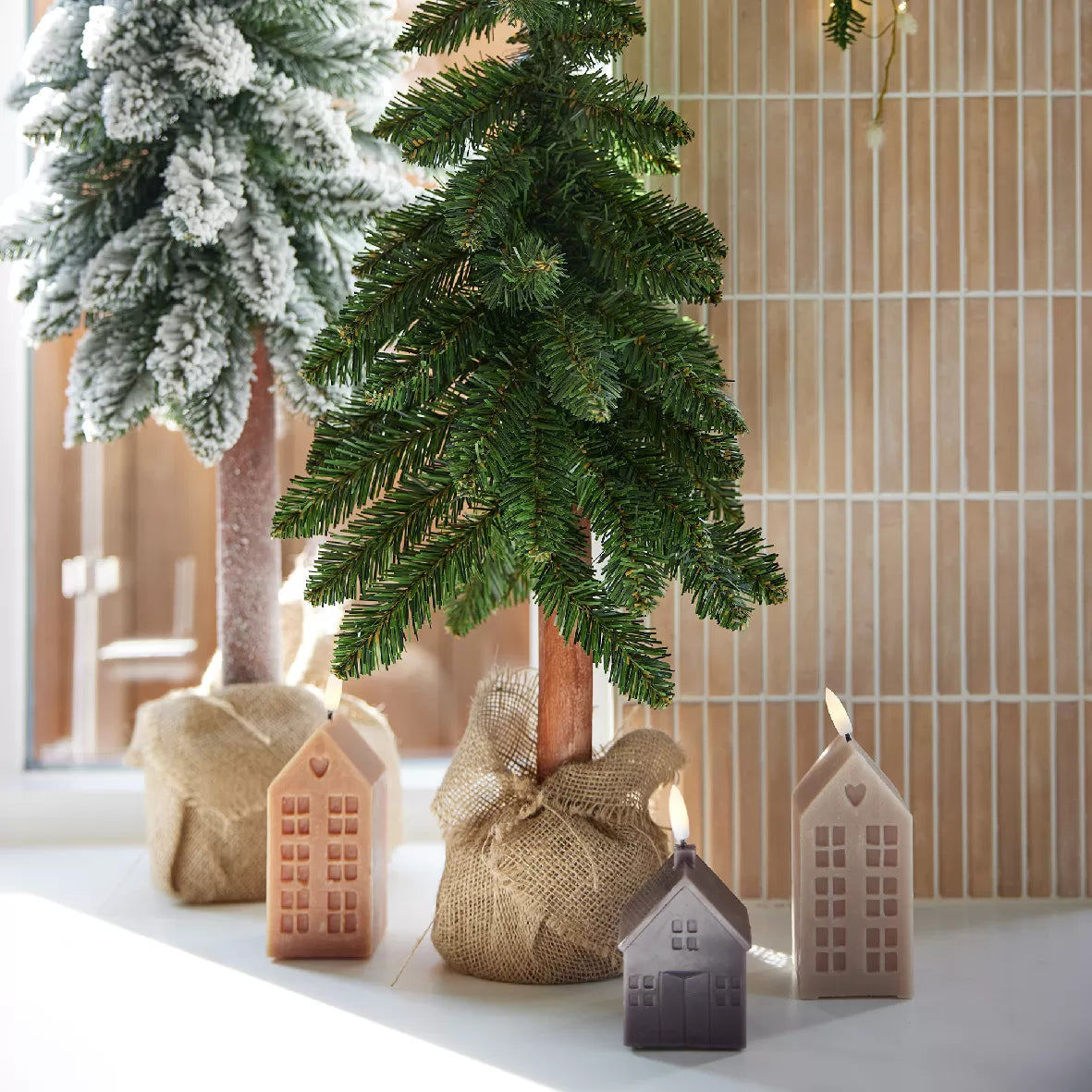 LED Κερί Σπίτι Μόκα 6x6x15