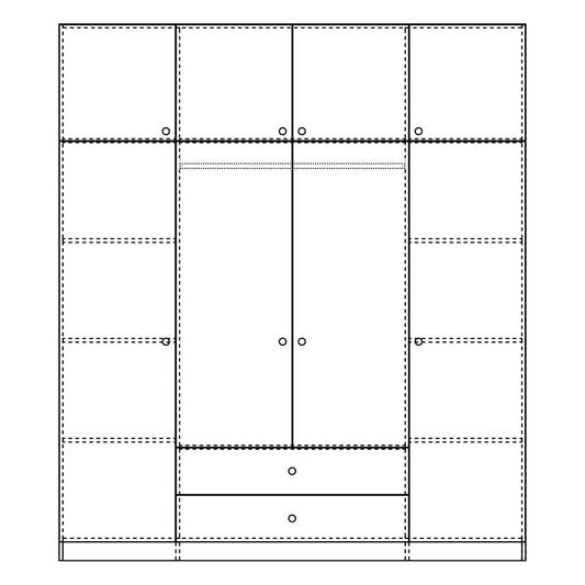 Ντουλάπα Τετράφυλλη με Συρτάρια Royal σε Sonoma Απόχρωση 200x58x230