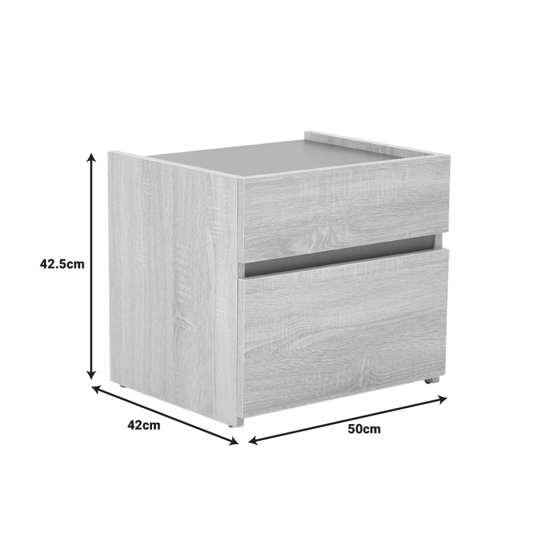 Κομοδίνο Comcie σε Φυσικό με Γκρι Απόχρωση 50x42x45.5