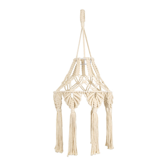 36201 MOROCCO Boho Καπέλο Φωτιστικού - Μακραμέ Πλεκτό Χειροποίητο Μπεζ Σχοινί Μ30 x Π30 x Υ70cm