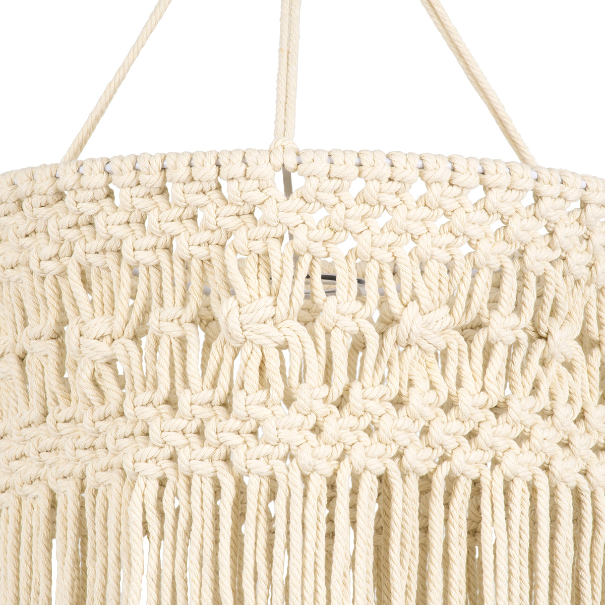 36203 TUNISIA Boho Καπέλο Φωτιστικού - Μακραμέ Πλεκτό Χειροποίητο Μπεζ Σχοινί Μ30 x Π30 x Υ120cm