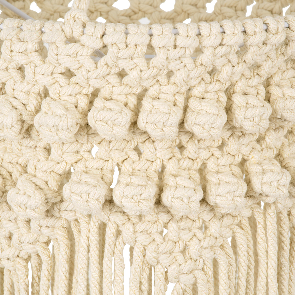 36205 UGANDA Boho Καπέλο Φωτιστικού - Μακραμέ Πλεκτό Χειροποίητο Μπεζ Σχοινί Μ25 x Π25 x Υ70cm