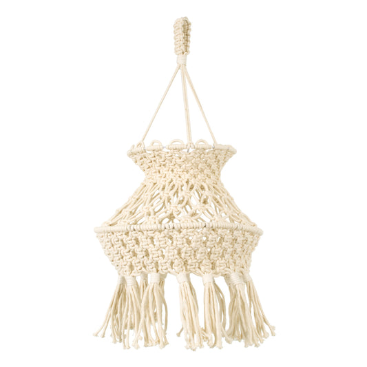36212 LIBYA Boho Καπέλο Φωτιστικού - Μακραμέ Πλεκτό Χειροποίητο Μπεζ Σχοινί Μ30 x Π30 x Υ50cm