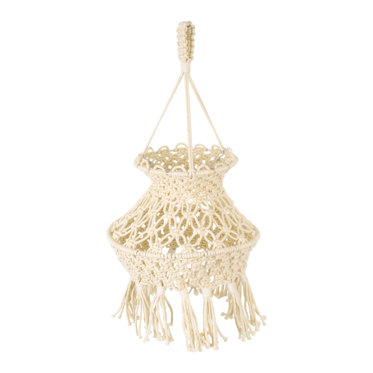 36212 LIBYA Boho Καπέλο Φωτιστικού - Μακραμέ Πλεκτό Χειροποίητο Μπεζ Σχοινί Μ30 x Π30 x Υ50cm