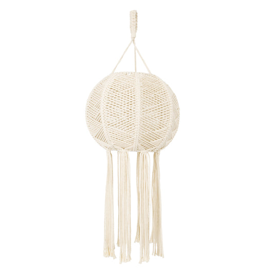 36214 EGYPT Boho Καπέλο Φωτιστικού - Μακραμέ Πλεκτό Χειροποίητο Μπεζ Σχοινί Μ30 x Π30 x Υ75cm