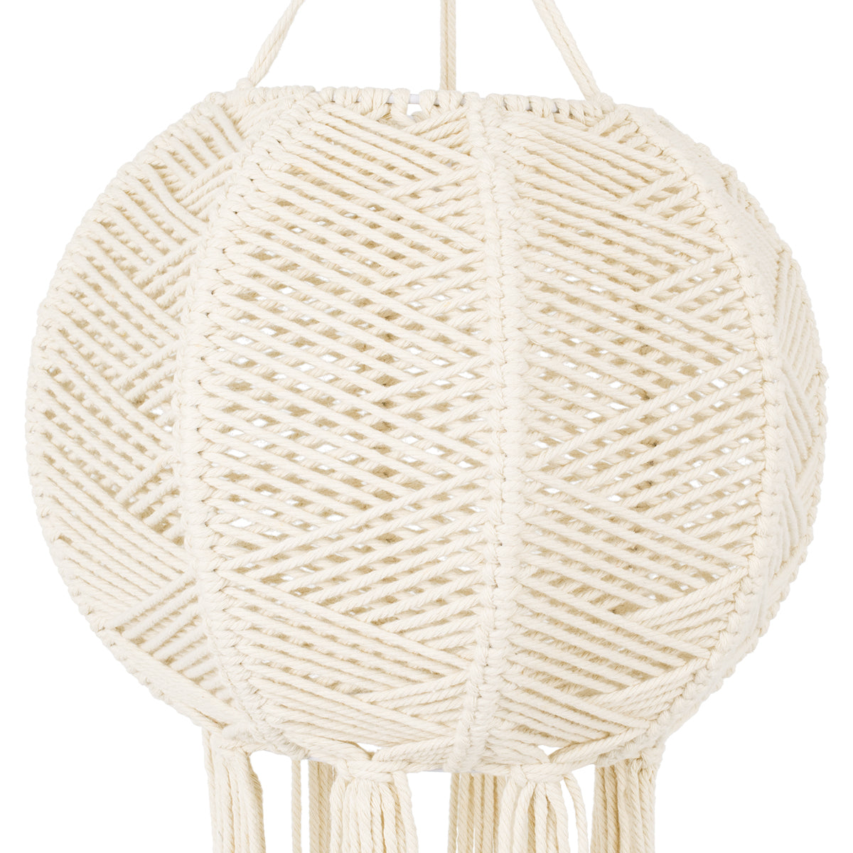 36214 EGYPT Boho Καπέλο Φωτιστικού - Μακραμέ Πλεκτό Χειροποίητο Μπεζ Σχοινί Μ30 x Π30 x Υ75cm