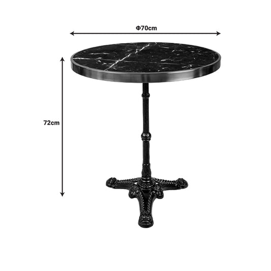 Τραπέζι Μαρμάρινο Andeket Μαντέμι σε Μαύρη-Χρυσή Απόχρωση Φ70x72