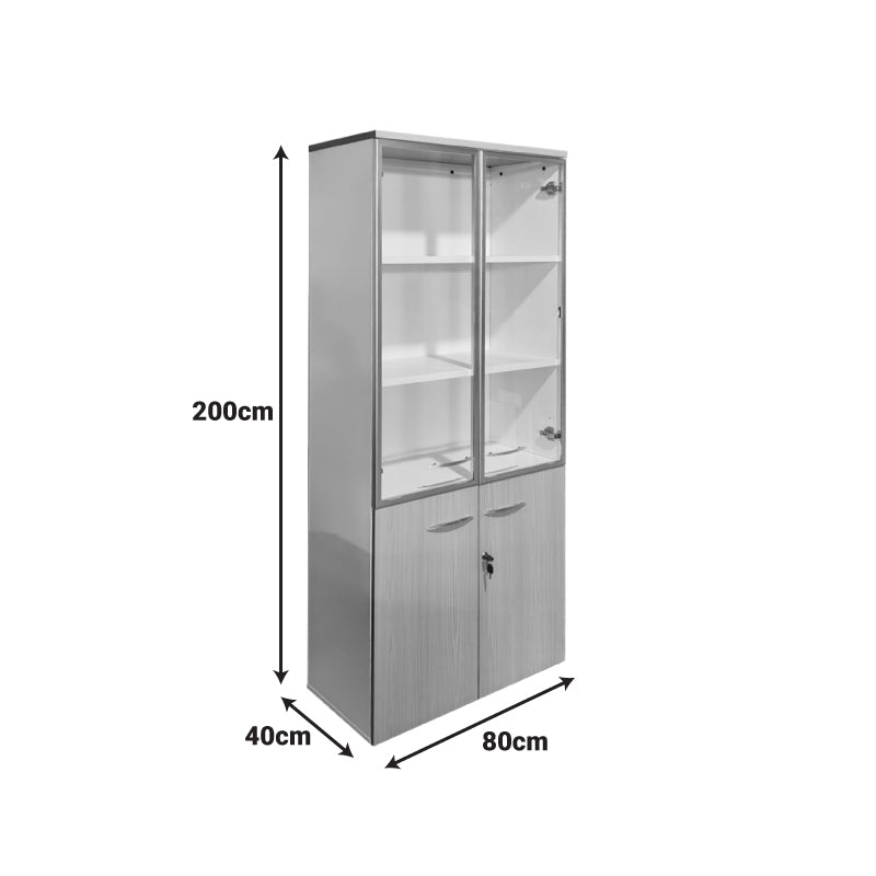 Office Cabinet with Glass Doors Armadi Sonoma-White 80x40x200