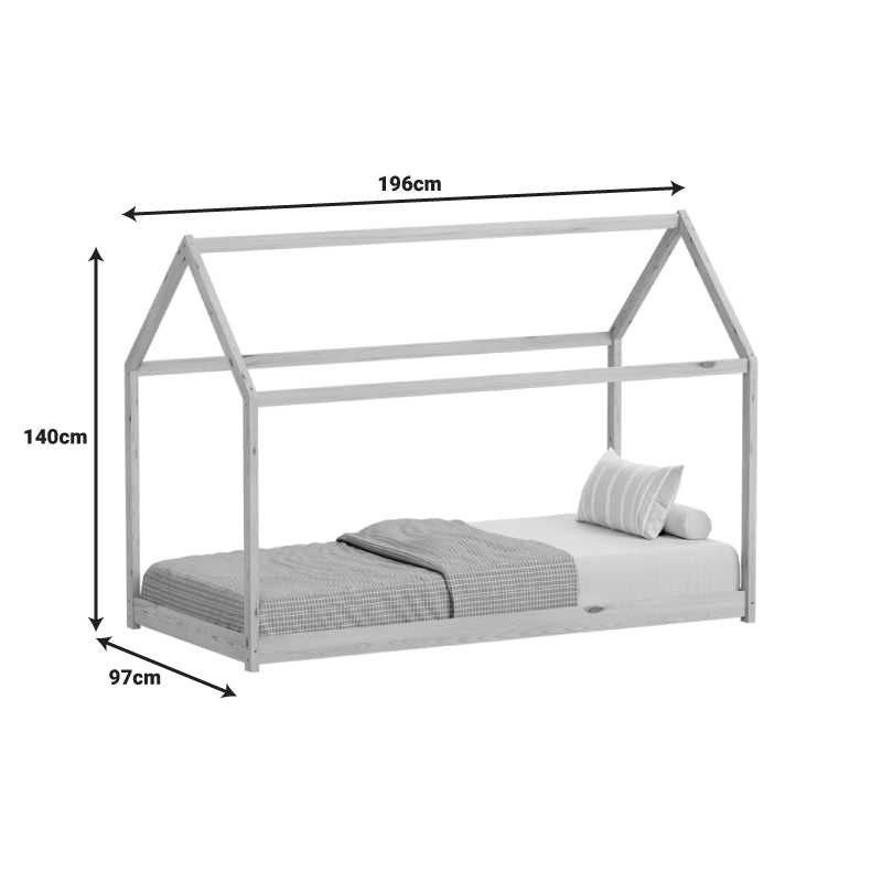 Παιδικό Κρεβάτι Nino τ.Montessori Ξύλο Πεύκου σε Λευκή Απόχρωση 90x190εκ