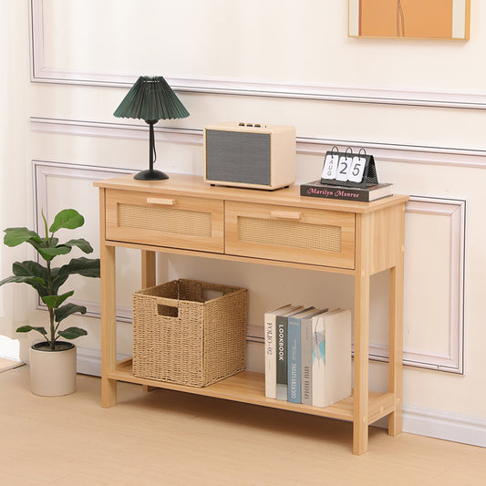 Alenda Console Pine Wood-Rattan in Natural Tone 100x30x76
